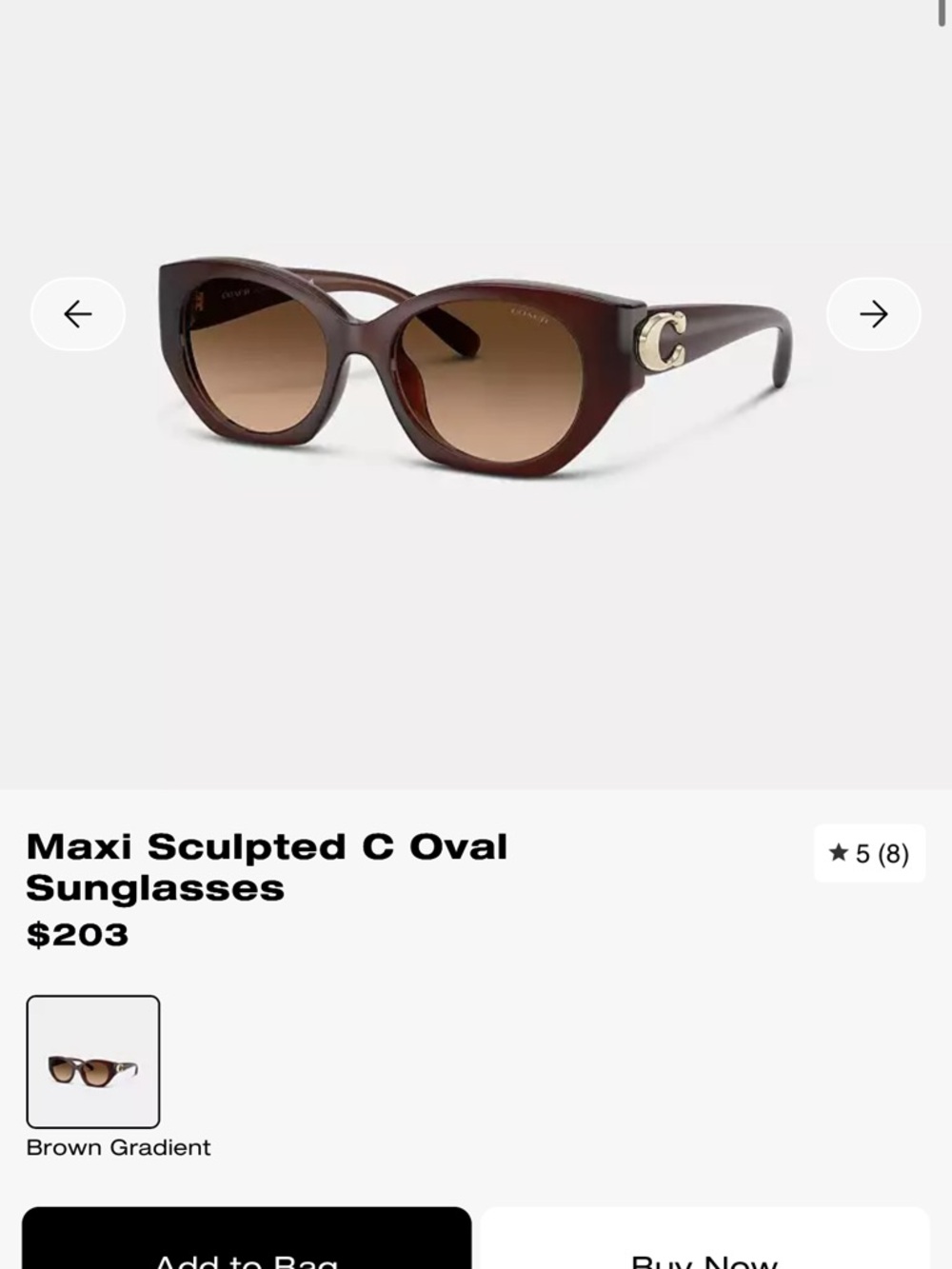 Coach Brown Cat-Eye Sunglasses with Gold 'C' Accent